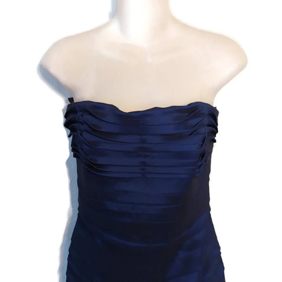 Social Occasions by Mon Cheri Strapless Taffeta Navy Blue Dress Size Women's 10 - Picture 6 of 8
